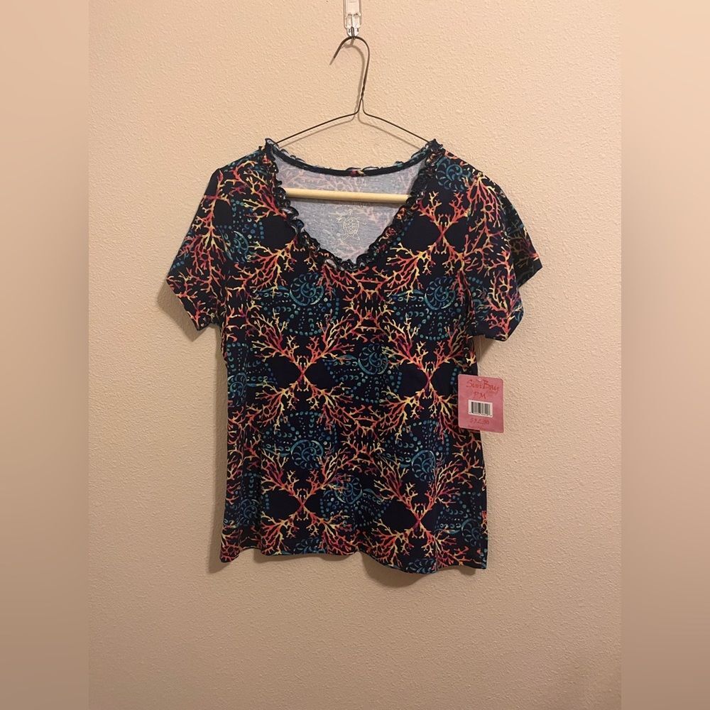 Sun Bay Vibrant Coral Print Tee